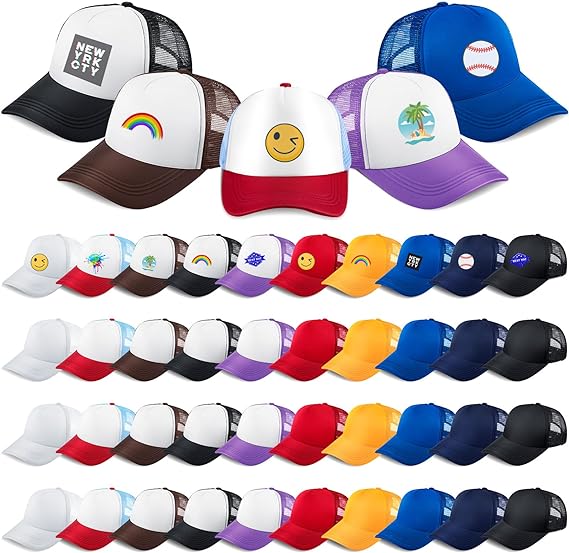 40 Pack Sublimation Blank Baseball Cap Adjustable Mesh Trucker Hat Unisex Polyester Golf Dad Hat Heat Transfer