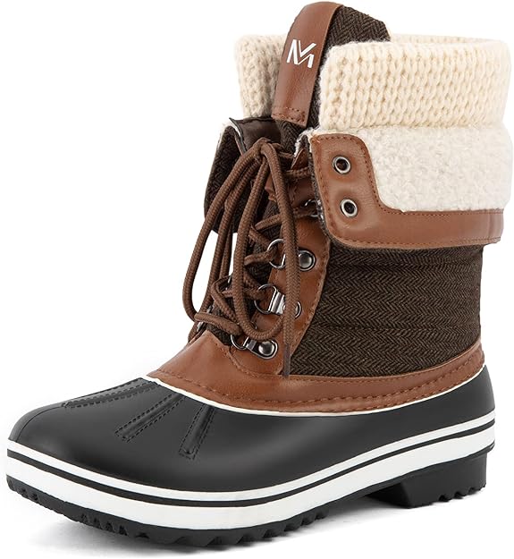 MaxMuxun Women's Waterproof Snow Boots Warm Faux Fur Lined Mid-Calf Winter Boots for Women Anti Slip Duck Rain Boots