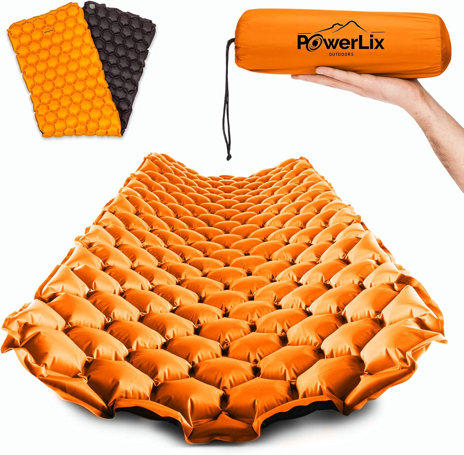 POWERLIX Ultralight Sleeping Pad for Camping with Inflating Bag, Carry Bag, Repair Kit – Compact Lightweight Camping Mat, Outdoor Backpacking Hiking...