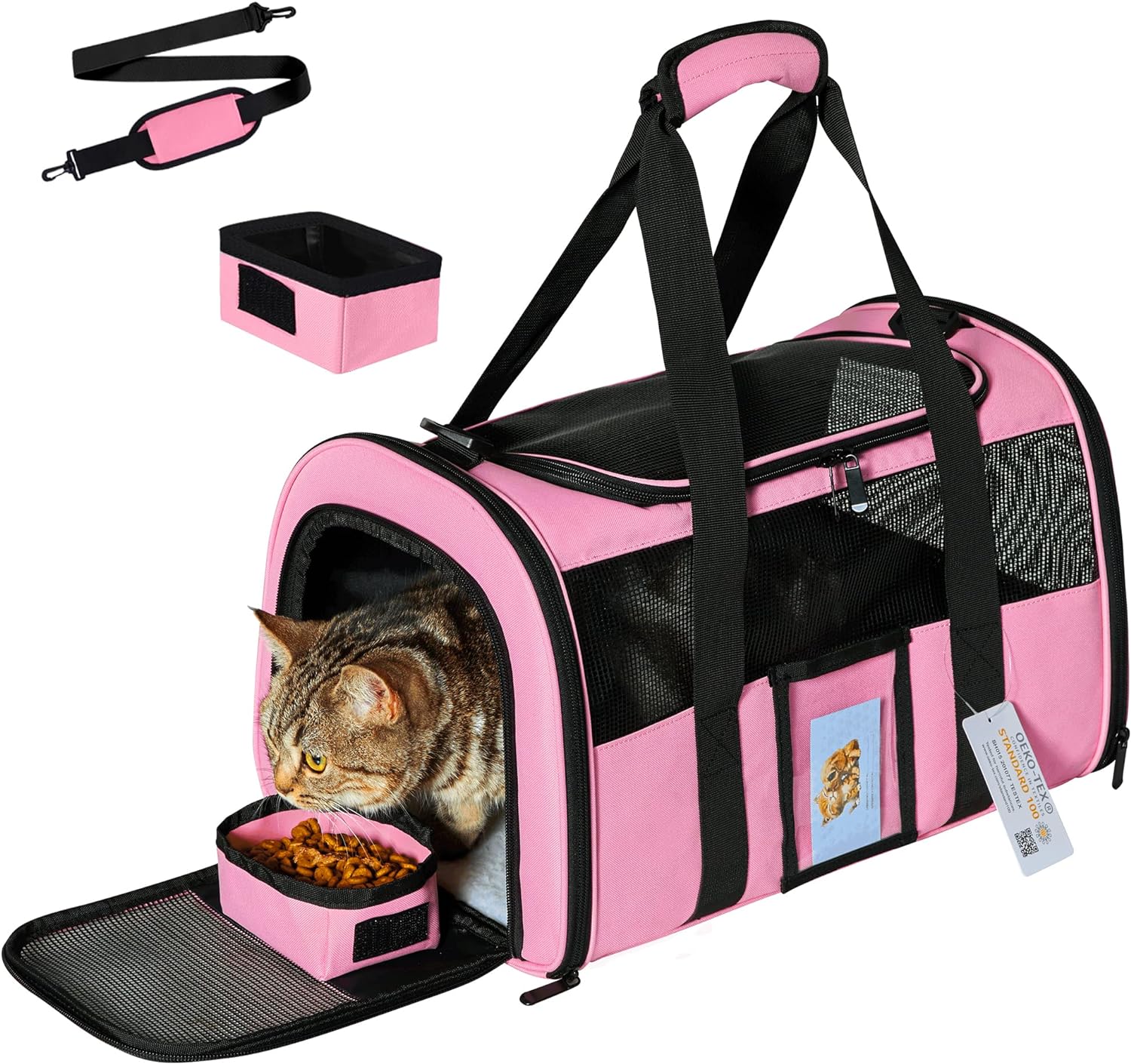 SECLATO Cat Carrier, Dog Pet Carrier Airline Approved for Cat, Small Dogs, Kitten, Carriers Medium Cats Under 15lb, Collapsible Soft Sided TSA Travel...