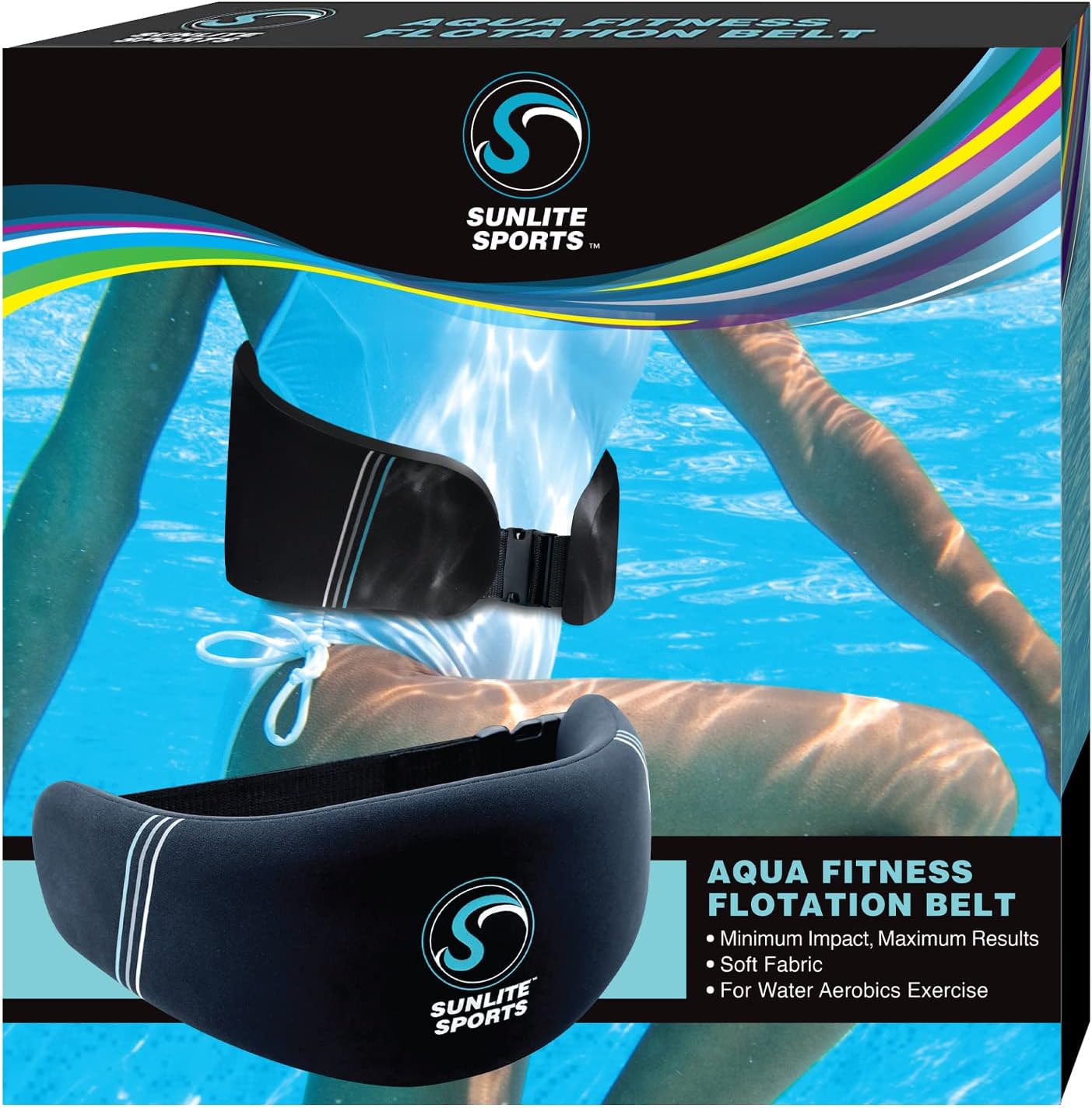 Sunlite Sports AquaFitness Deluxe Flotation Swimming Belt - Water Aerobics Equipment for Pool, Low-Impact Workout