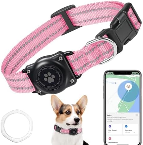 Vebiso GPS Tracker for Dogs, Waterproof Location Pet Tracking Smart Collar (iOS Only), No Monthly Fee Pink