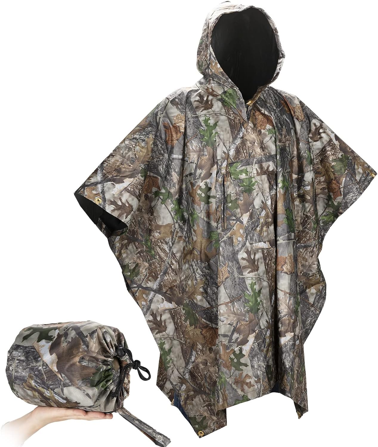 Lenotos Military Poncho, Waterproof Camouflage Army Poncho, Multi Use Rip Stop Military Rain Poncho