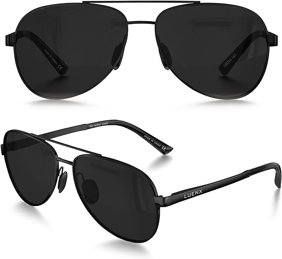 LUENX Aviator Sunglasses for Men Women-Polarized Shades Driving UV 400 Protection 59 MM