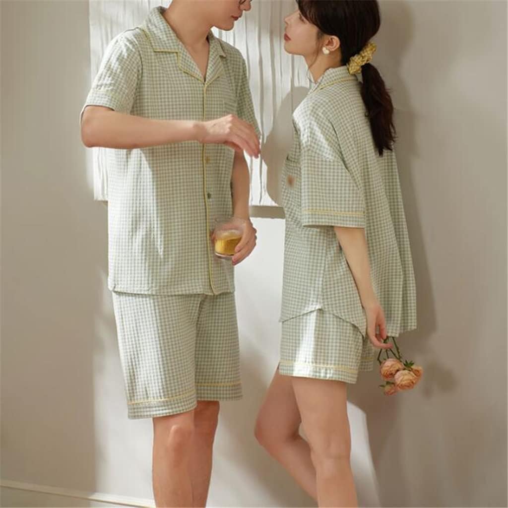 SDGH Japanese Pajamas Thin Cotton Short-Sleeved Fresh Can Be Worn Outside Men's and Women's Home Clothes (Color : D, Size : L Code)