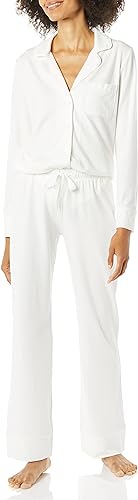Amazon Essentials Women's Cotton Modal Long-Sleeve Shirt and Full-Length Bottom Pajama Set (Available in Plus Size)