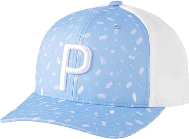 PUMA Golf 2021 Snack Shack P 110 Hat (Men's, Placid Blue-Bright White, One Size)