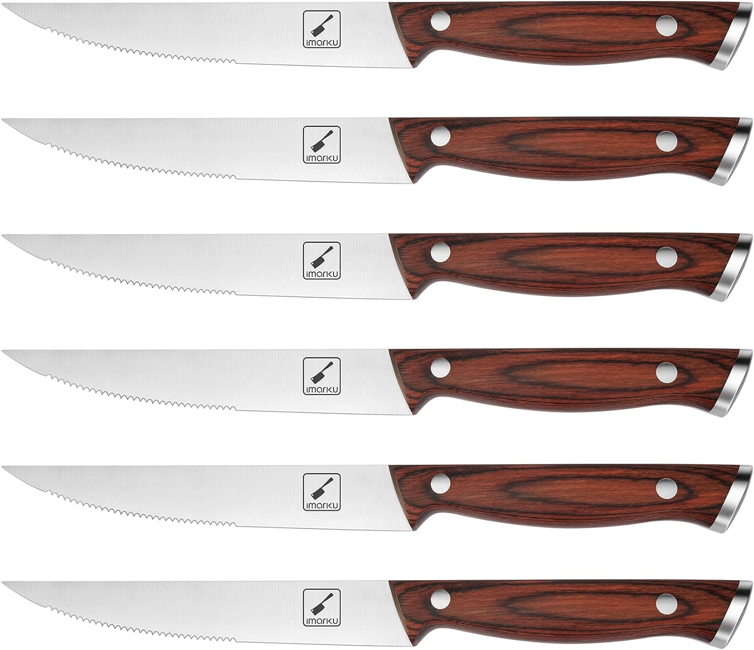 imarku Steak Knives, Steak Knives Set of 6, Japanese HC Steel Premium Serrated Steak Knife Set with Ergonomic Handle and Gift Box, Gifts for Women and Men...