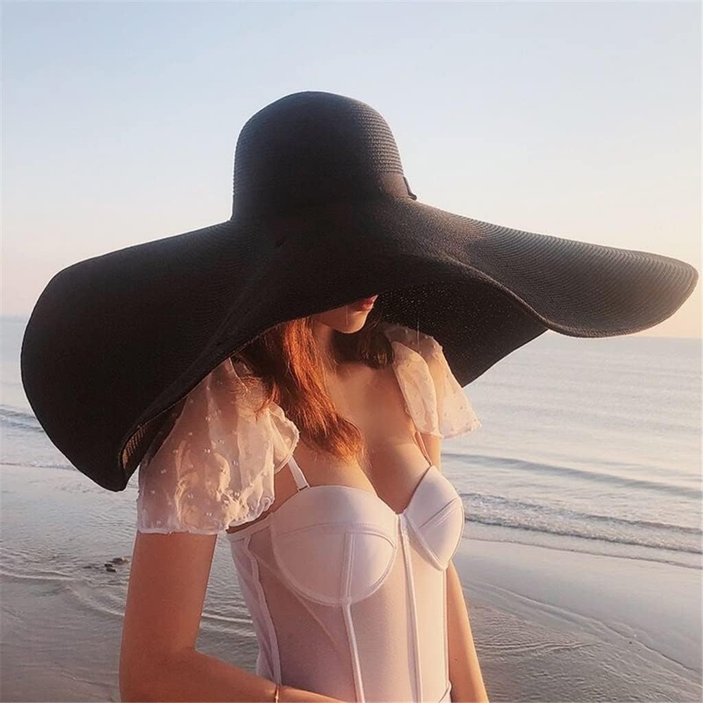 CZDYUF Diameter Large Beach Hats for Women 30CM Wide Brim Oversized Sun Hat (Color : D)
