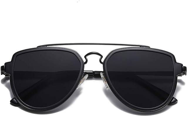 SOJOS Retro Polarized Double Bridge Sunglasses for Men Women Mirrored Lens SJ1051