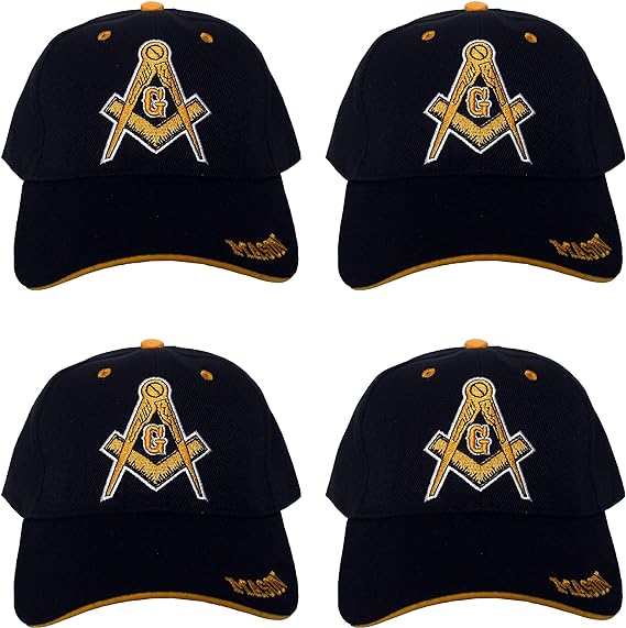 Black Duck Brand Freemason 3D Embroidered Adjustable Baseball Hat/Cap (Black & Yellow)