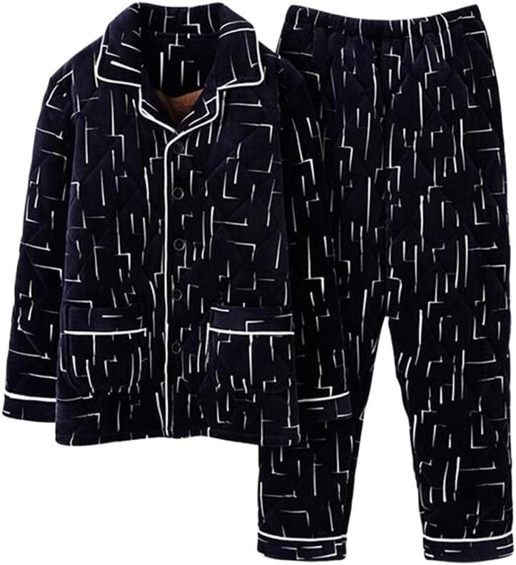 ZSQAW Young and Middle-Aged Home Clothes Pajamas Winter Thickened Casual Plus Size Fleece Home Clothes (Color : D, Size : 3XL Code)