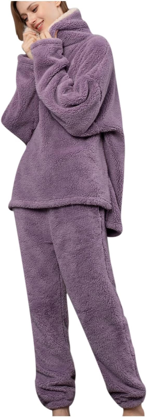 Women's Sexy Lingerie Thickened Warm Lamb Cashmere Lapel Pajamas Household Suit Cotton Nightgown