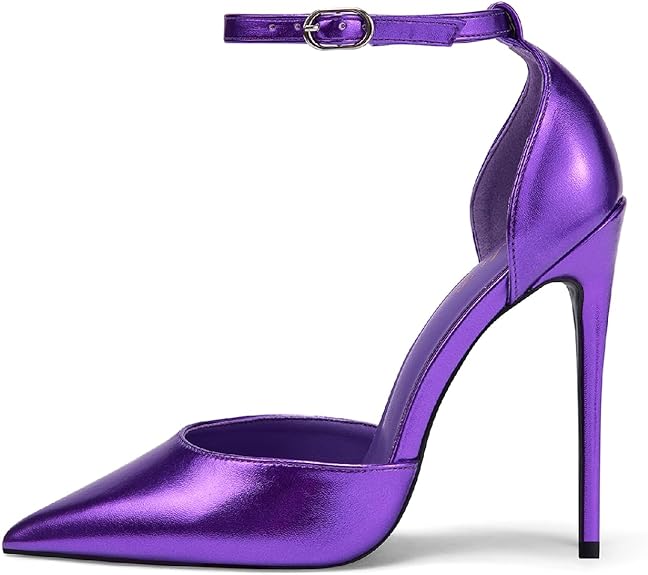 Elisabet Tang High Heels, Women Pumps D'Orsay Ankle Strap Pointed Toe Stiletto Heels Party Wedding Shoes