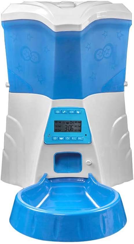 Automatic Pet Dogs Cats Food Auto Dispenser with 6 Meals a Day Timed Programmable Voice Recording Portion Control and Dual Power Supply White