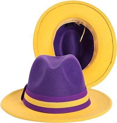 Men & Women Two Tone Classic Wide Brim Fedora Hat with Belt,2022 Fedora Hats
