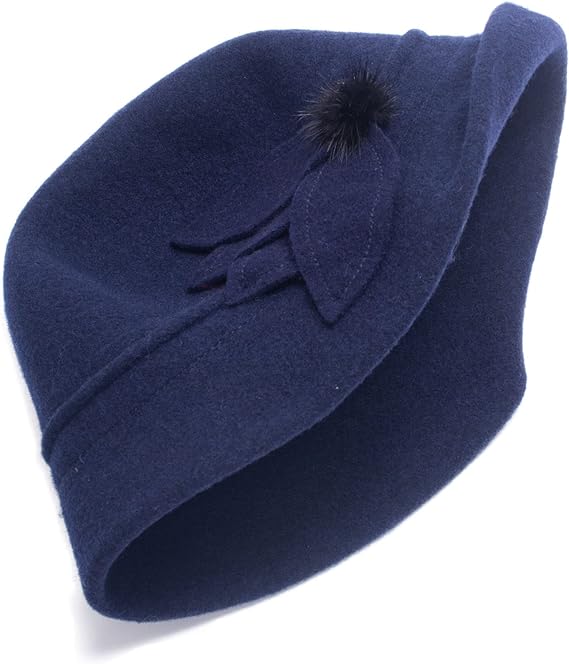 Lawliet Womens Retro Upturn Brim Wool Blend Cloche Church Wedding Hat A474