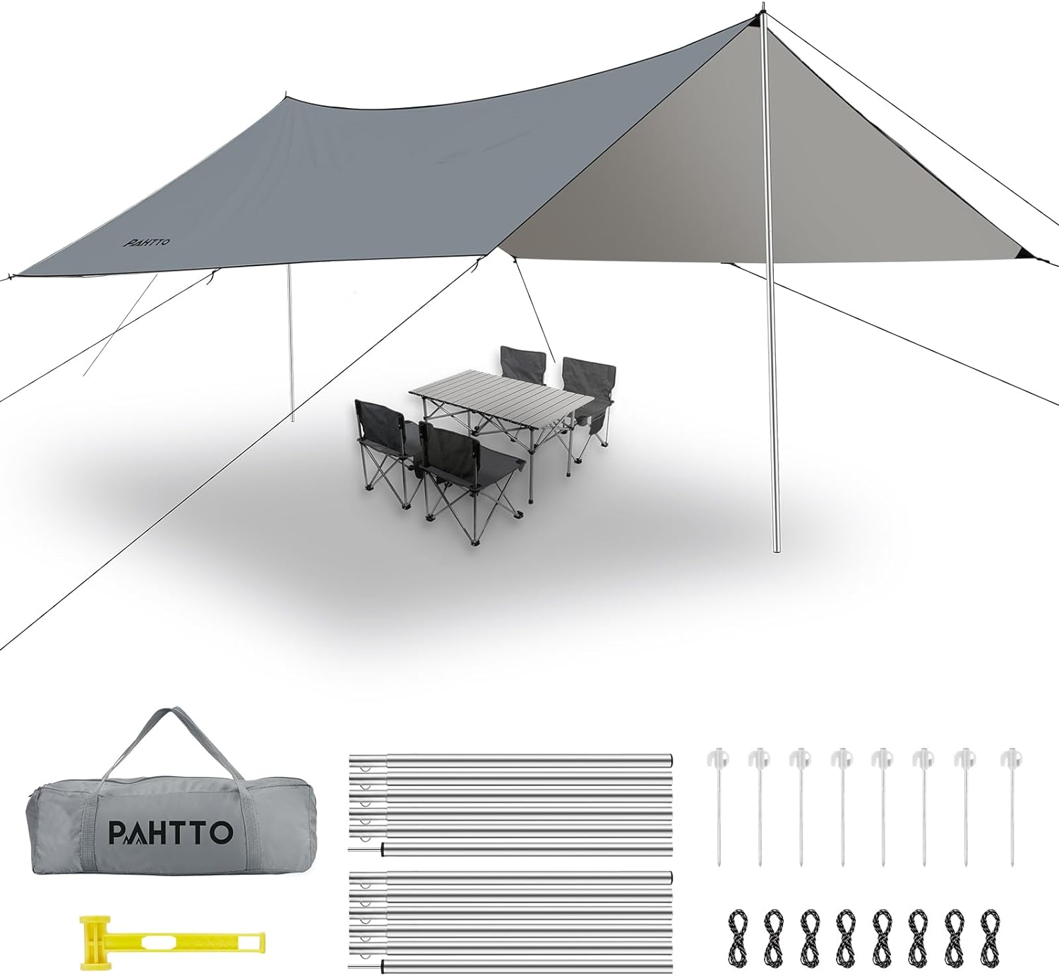 Camping Tarp with Poles, 16x12 Ft Camping Canopy, Waterproof Tent Tarp, Rain Shelter for Camping, Picnic,Beach, Outdoor Activities, Extra Large, Lightweight...