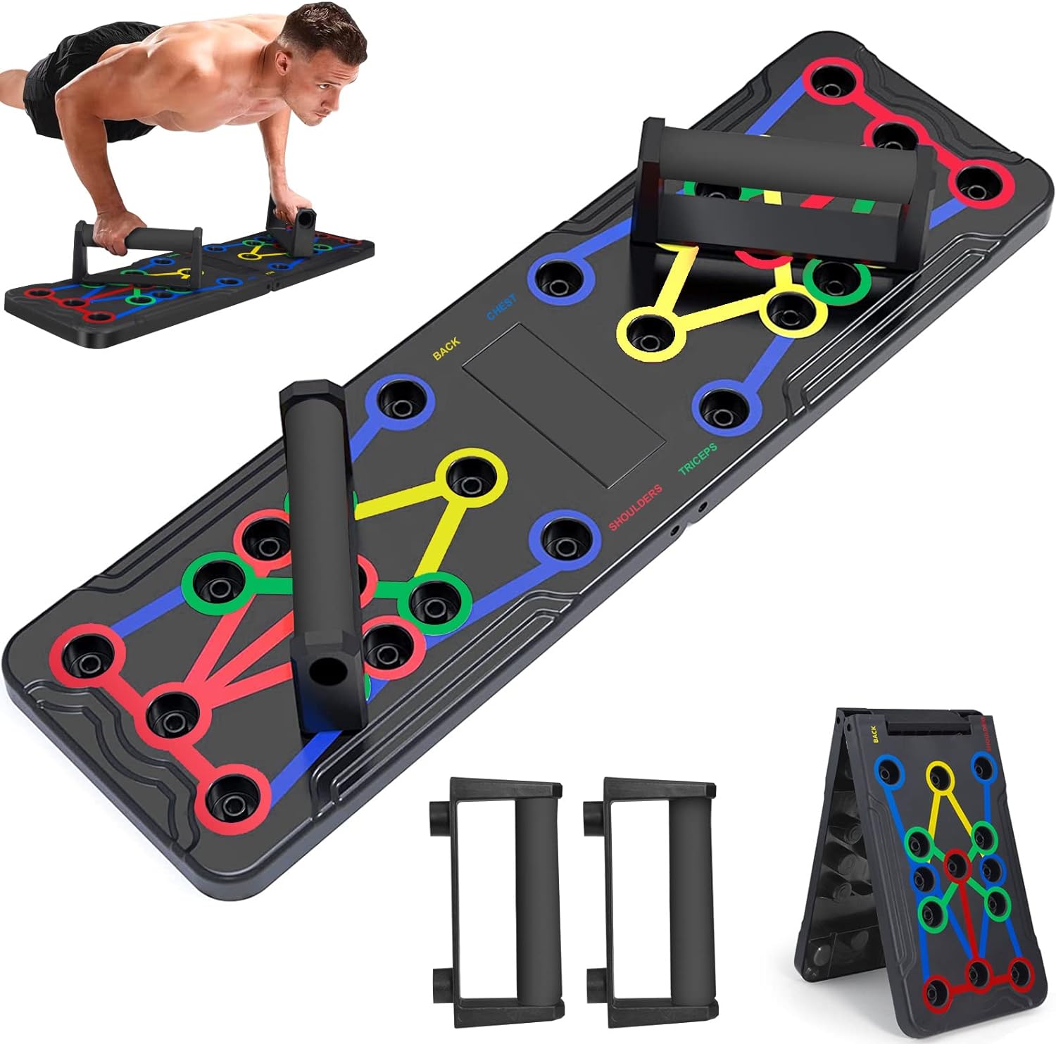 Berleng Push Up Board, Foldable Pushup Fitness Stand for Portable Strength Training. Rugged, Stable Equipment for Home Gym Workout for Men & Women, Gift...