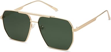 SOJOS Retro Oversized Square Polarized Sunglasses for Women and Men Vintage Shades UV400 Classic Large Metal Sun Glasses