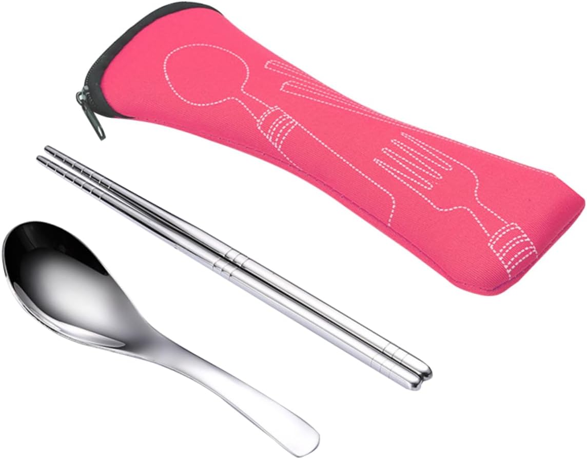 FELTECHELECTR Set Travel Spoons Metal Fruit Metal Dinner Spoon Stainless Chopsticks Soup Spoon Wedding Silverware Stainless Steel Scoop Stainless Steel Tableware Student Dessert Spoon Christmas