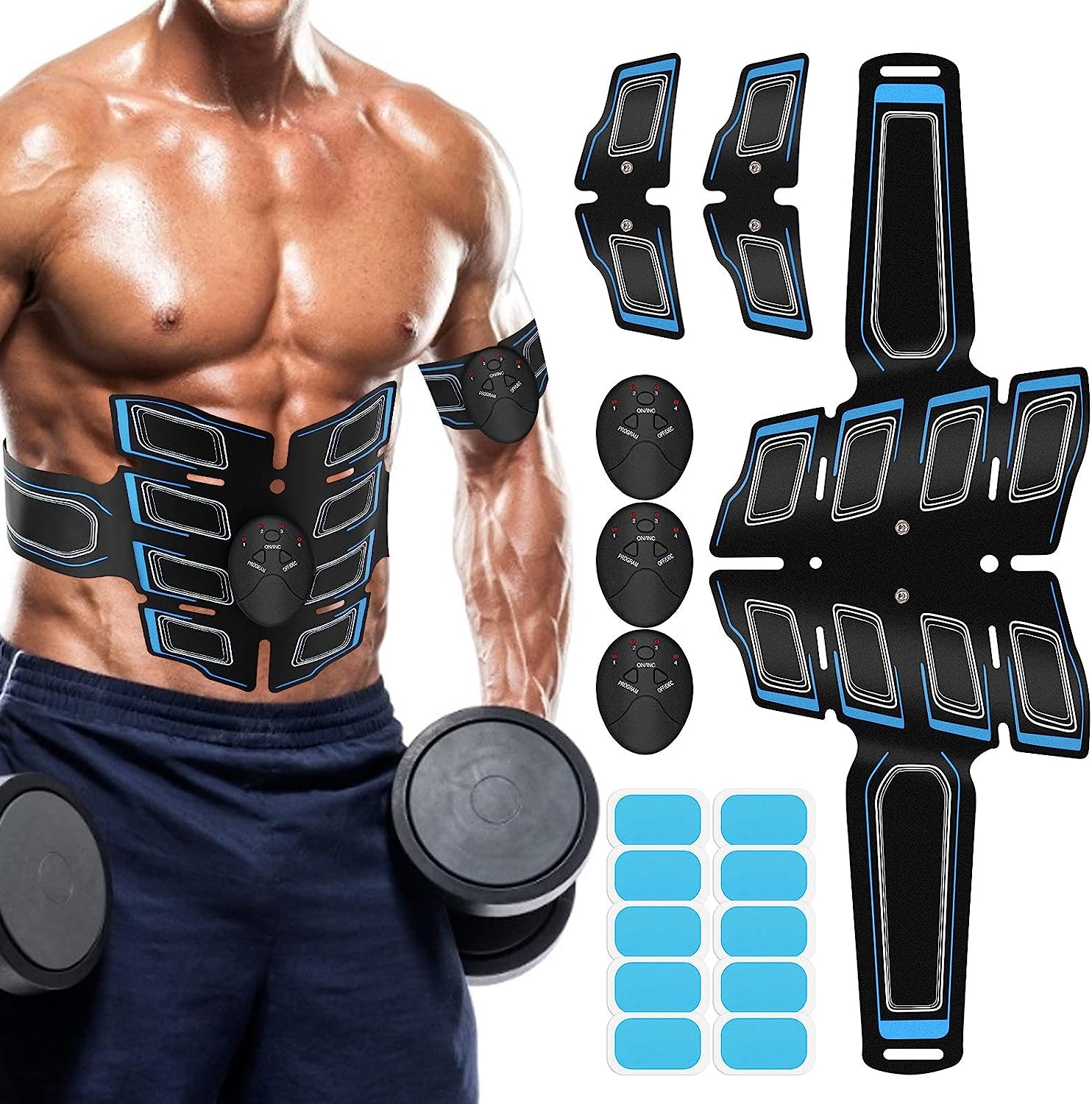 JoJoMooN EMS Muscle Stimulator Abdominal Toning Belt, ABS Training Waist Trimmer Belt Wireless Ab Trainer Fitness Equipment for Men Woman Abdomen/Arm/Leg...