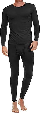 Ekouaer Men's Thermal Underwear Stretchy Long Johns Set Micro Fleece Warm Base Layer 2 Piece Basic Top & Bottom Suit(S-3XL)