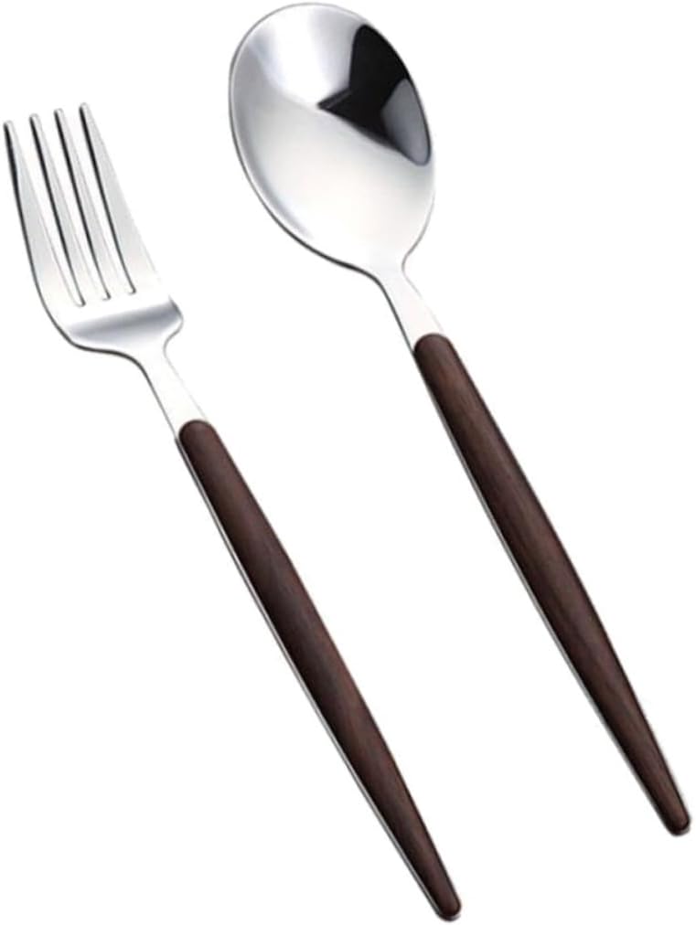 KJHBV 2pcs Set Stainless Steel Silverware Spoons Silverware Silver Suit Dinnerware Kit Western Food Tableware and Fork Metal