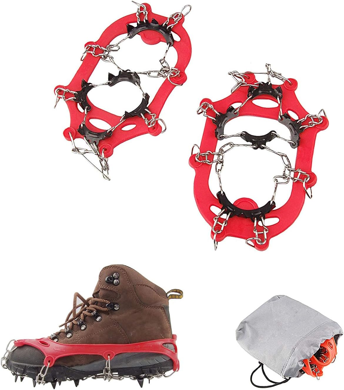 LINXGR 11 Spikes Kids Crampons for Hiking Boots Ice Cleats 11 Teeth Anti Slip Crampons Hiking Climbing Walking Shoes Toddler-Preschool-Gradeschooler-Teens