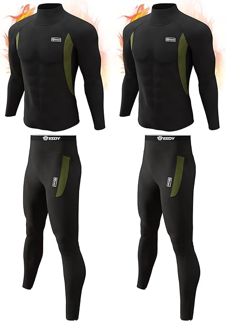 romision Thermal Underwear for Men, Fleece Base Layer Top & Bottom Set, Insulated Long Johns for Cold Weather Hunting