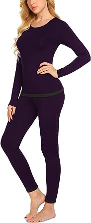 Ekouaer Women's Thermal Underwear Sets Long Johns Base Layer Lightweight Thermals 2 Pieces Set