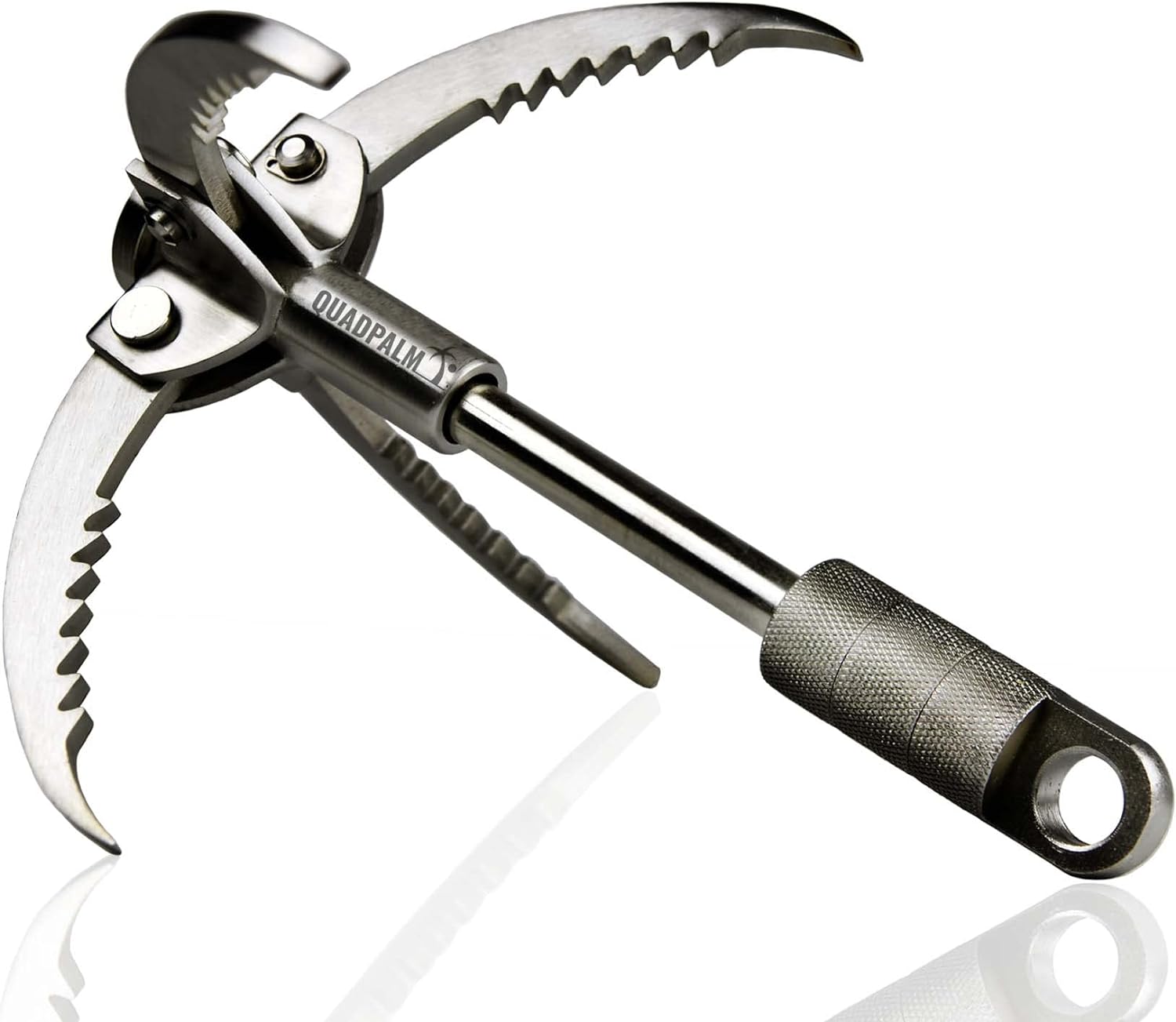 Heavy Duty Survival Grappling Hook – Multifunctional QUADPALM Grapple Hook - 4 Stainless Steel Folding Claws - Survival Gear - Outdoor Camping Hiking Tree...