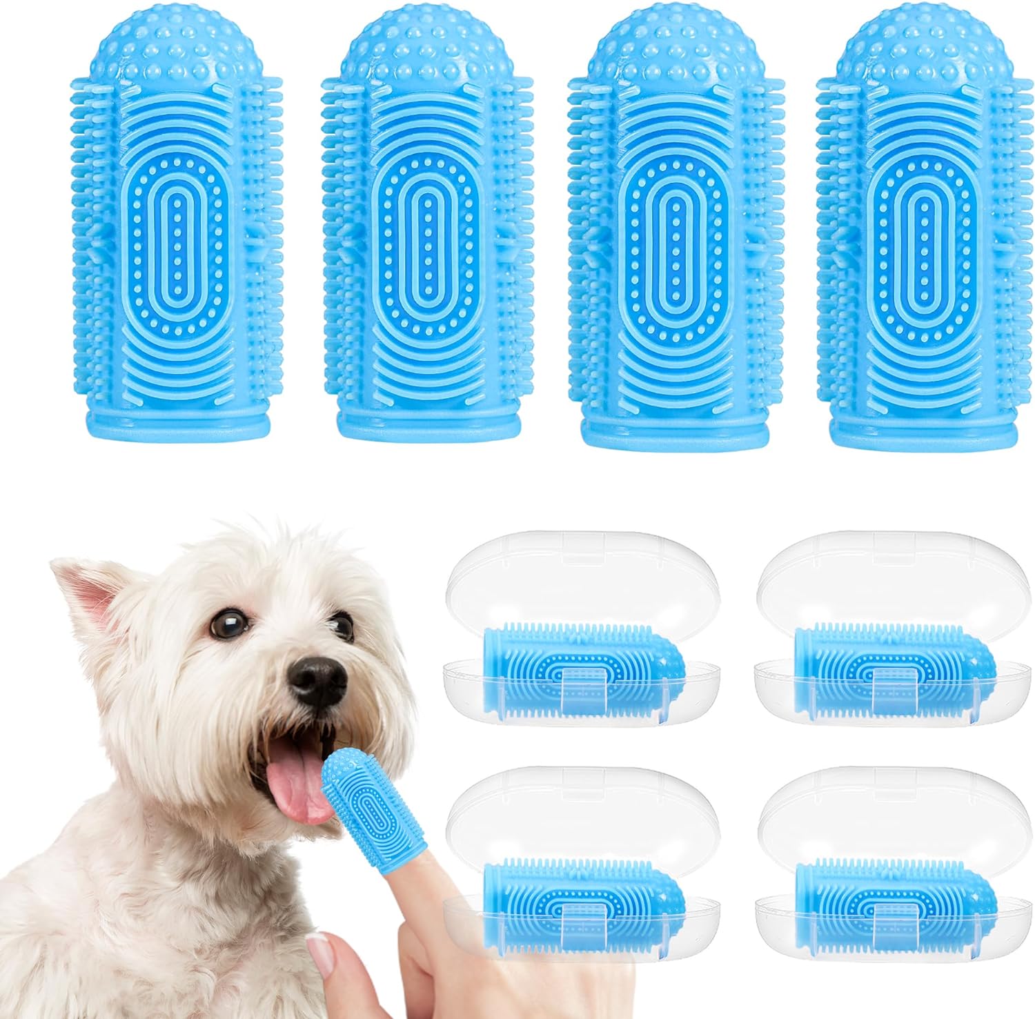 LDIIDII Dog Tooth Brushing Kit Dog Toothbrush 4 Pack Dog Finger Toothbrush for Dogs Teeth Cleaning & Dental Care,Dog Tooth Brush Puppy Tooth Brushing...