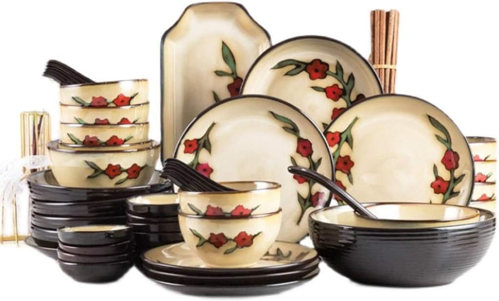 YUTR Ceramic Tableware Creative Dishes and Tableware Set, Household Thickened Anti-Scald Tableware