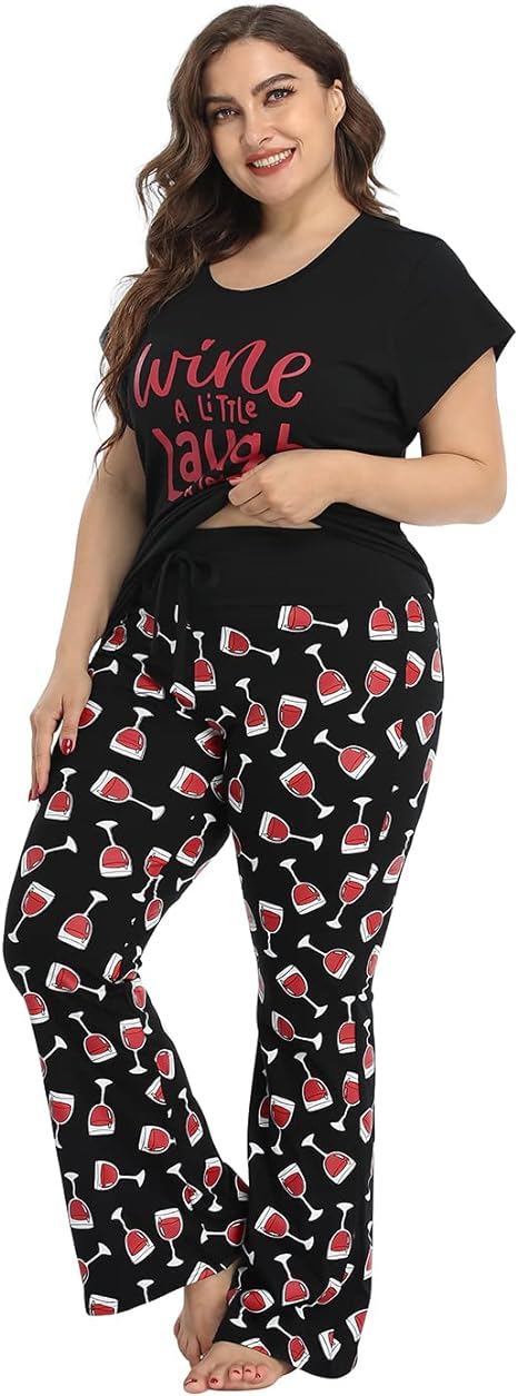 HDE Plus Size Pajamas for Women Pajama Set Two Piece Loungewear PJ Sets