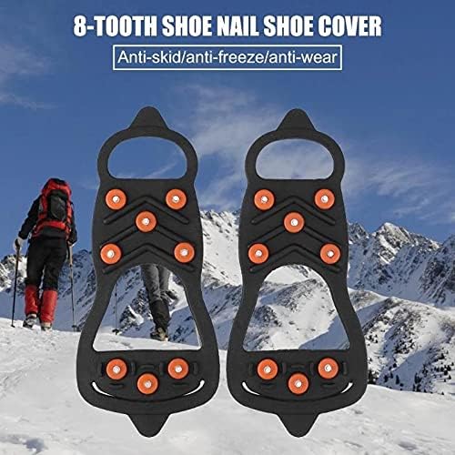 1Pair 8 Studs Anti-Skid Ice Snow Shoe Spiked Climbing Grips Cleat Crampons Climbing Camping Anti Slip Shoes Cover
