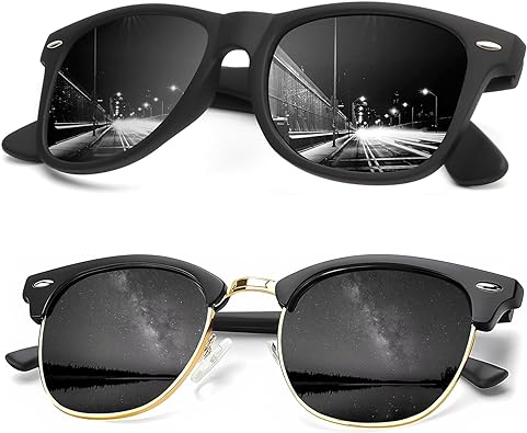 KALIYADI Sunglasses Men Polarized Sunglasses for Men Women Unisex Semi-Rimless Frame Retro Driving Sun Glasses UV Blocking