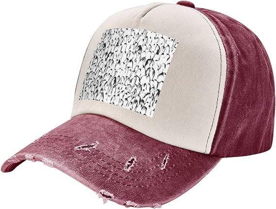 Stylish Crowd of Penguins Pattern Distressed Jean Hat, Vintage Washed Cotton Baseball Cap, Adjustable Clip for Universal Fit
