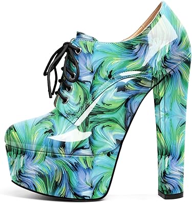 Zamikoo Ankle Boots for Women, Chunky High Heel Platform Ankle Booties with Side Zipper, Lace Up Party Dress Fashion Boots Sexy 6 Inches