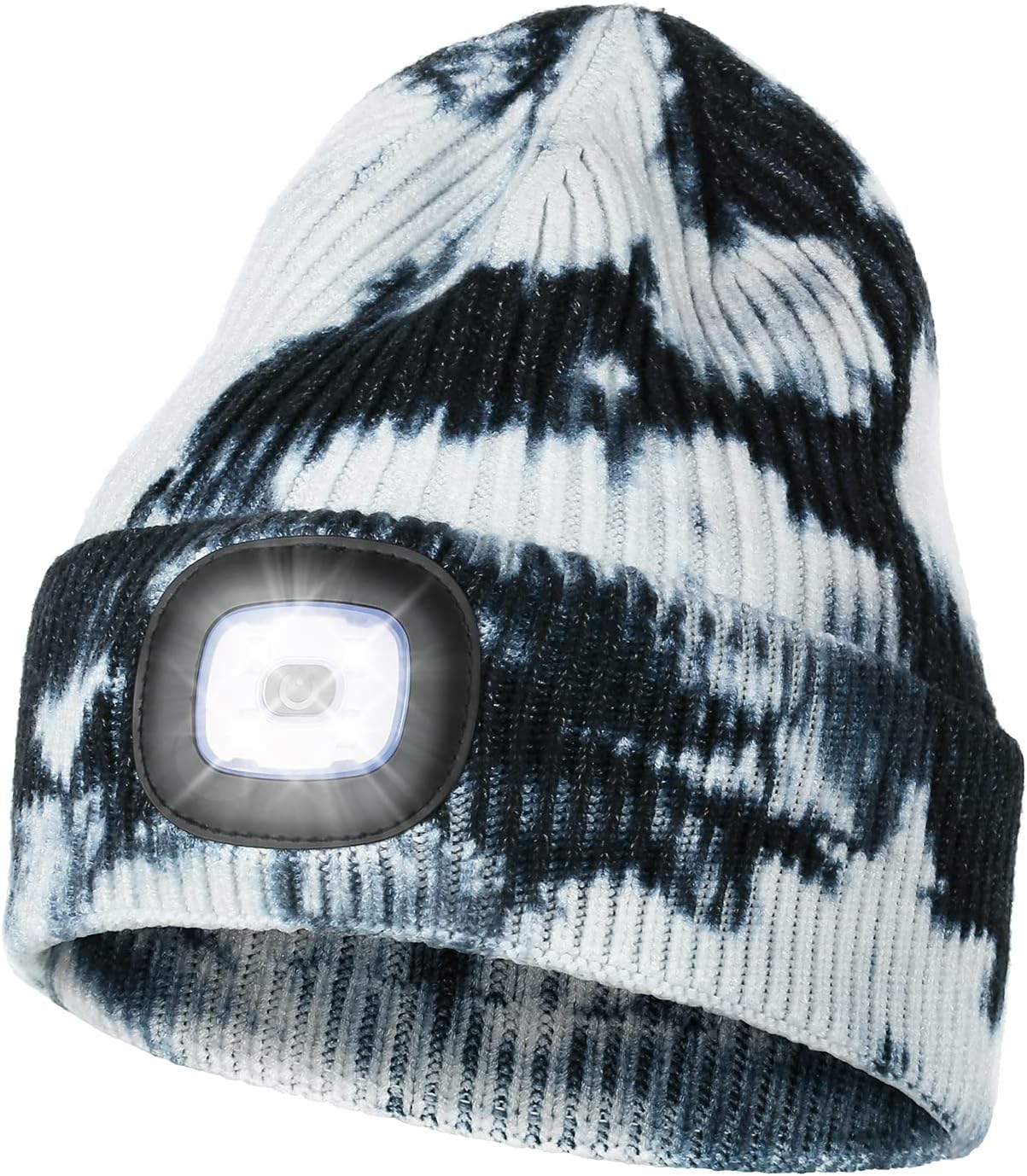 MELASA Unisex LED Beanie with Light, Rechargeable Hands Free LED Headlamp Knitted Light Beanie Cap,Men Gifts for Dad Husband