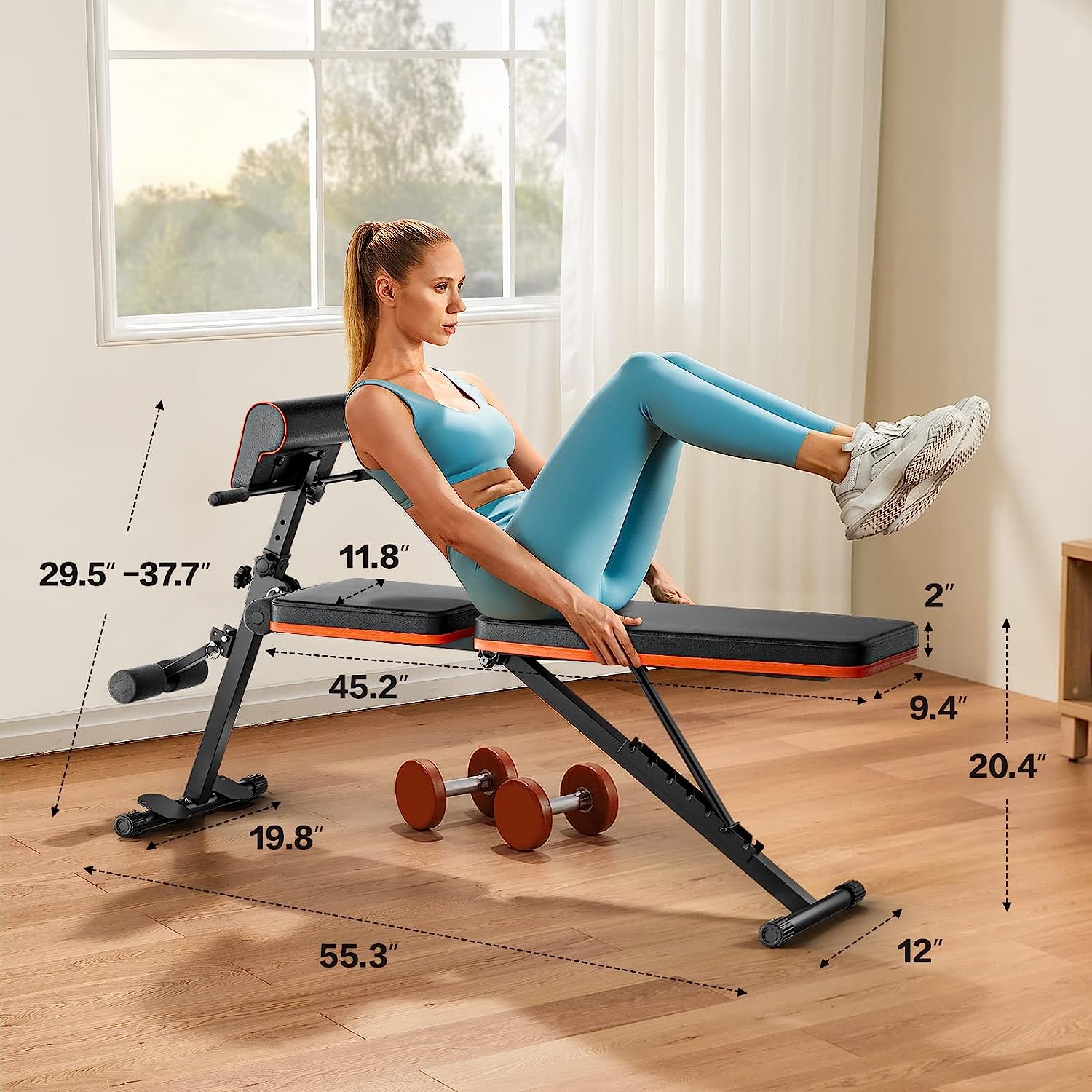 PERLECARE Adjustable Weight Bench for Full Body Workout, All-in-One Exercise Bench Supports up to 772lbs, Foldable Flat, Incline, Decline Workout Bench with...