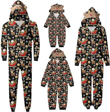 Family Christmas Pajamas Matching Sets, Onesie Jumpsuits Family Christmas Pjs Matching Sets Tee Shirt and Bottom Loungewear