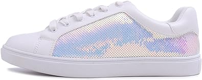 FEVERSOLE Women's Fashion Dress Sneakers Party Bling Casual Flats Embellished Shoes