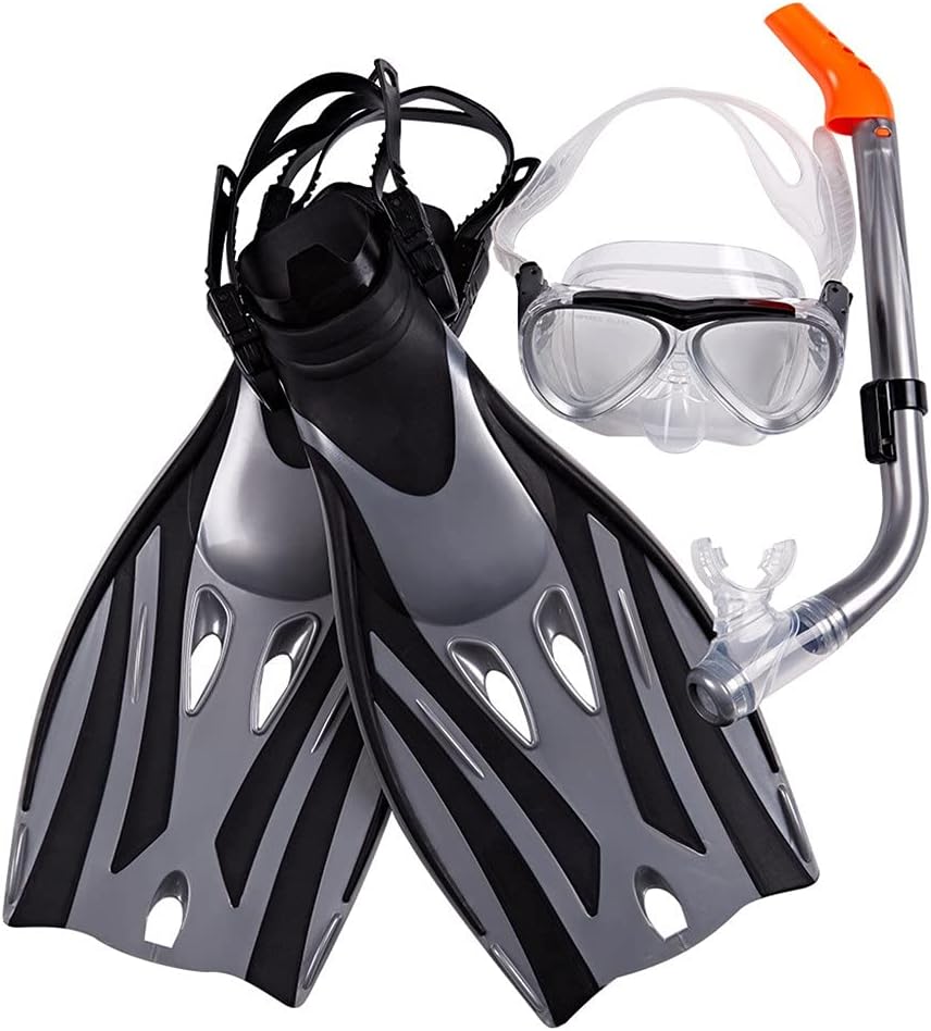 XIULAIQ Underwater Scuba Diving Mask Snorkel Anti-Fog Goggles Glasses Diving Fin Snorkeling Set Safe Professional Swimming Equipment (Color : Black, Size :...