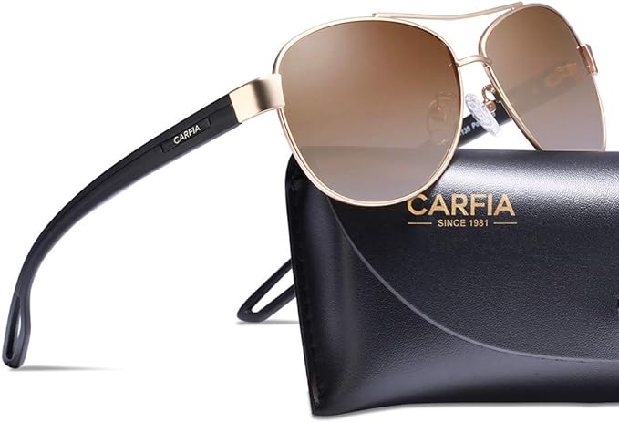 CARFIA Polarized Sunglasses for Women UV Protection Ultra-Lightweight Comfort Metal Frame Driving Glasses CA3210