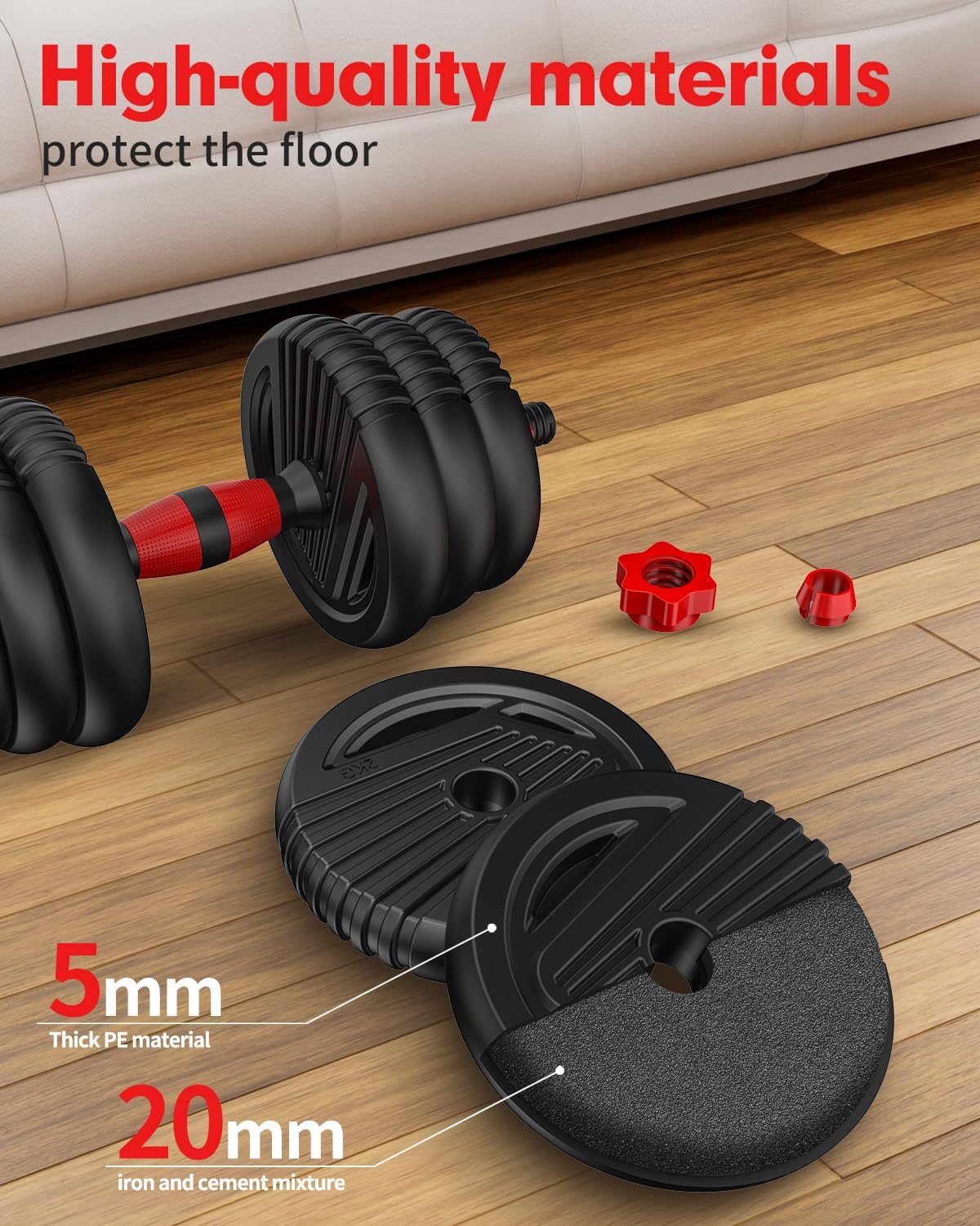 Trakmaxi Adjustable Dumbbell Set 20LBS/35LBS/55LB/70LBS Free Weights Dumbbells, 4 in 1 Weight Set, Dumbbell, Barbell, Kettlebell, Push-up, Home Gym Fitness...