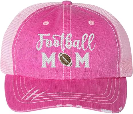 Women's Sports Mom Embroidered Ladies Fit Distressed Trucker Hat