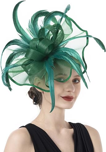 Lucky Leaf Girl Lady Hat Headwear Organza Church Feather Clip Fascinators Hat Wedding Party Kentucky Derby Cap for Women