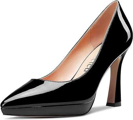 Saekcted Women High Stiletto Platform Heel Pointed Toe Pumps Slip-on Wedding Office 3.9 Inches Heels Shoes