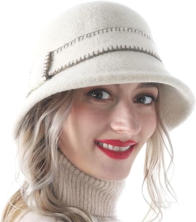 Women Elegant Winter Wool Bucket Hat 1920s Vintage Cloche Bowler Hats